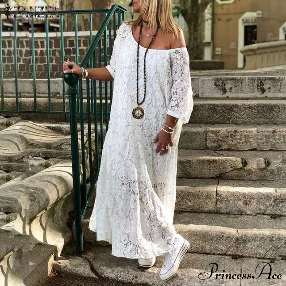Maxi Long Summer O Neck Dress - Image 3
