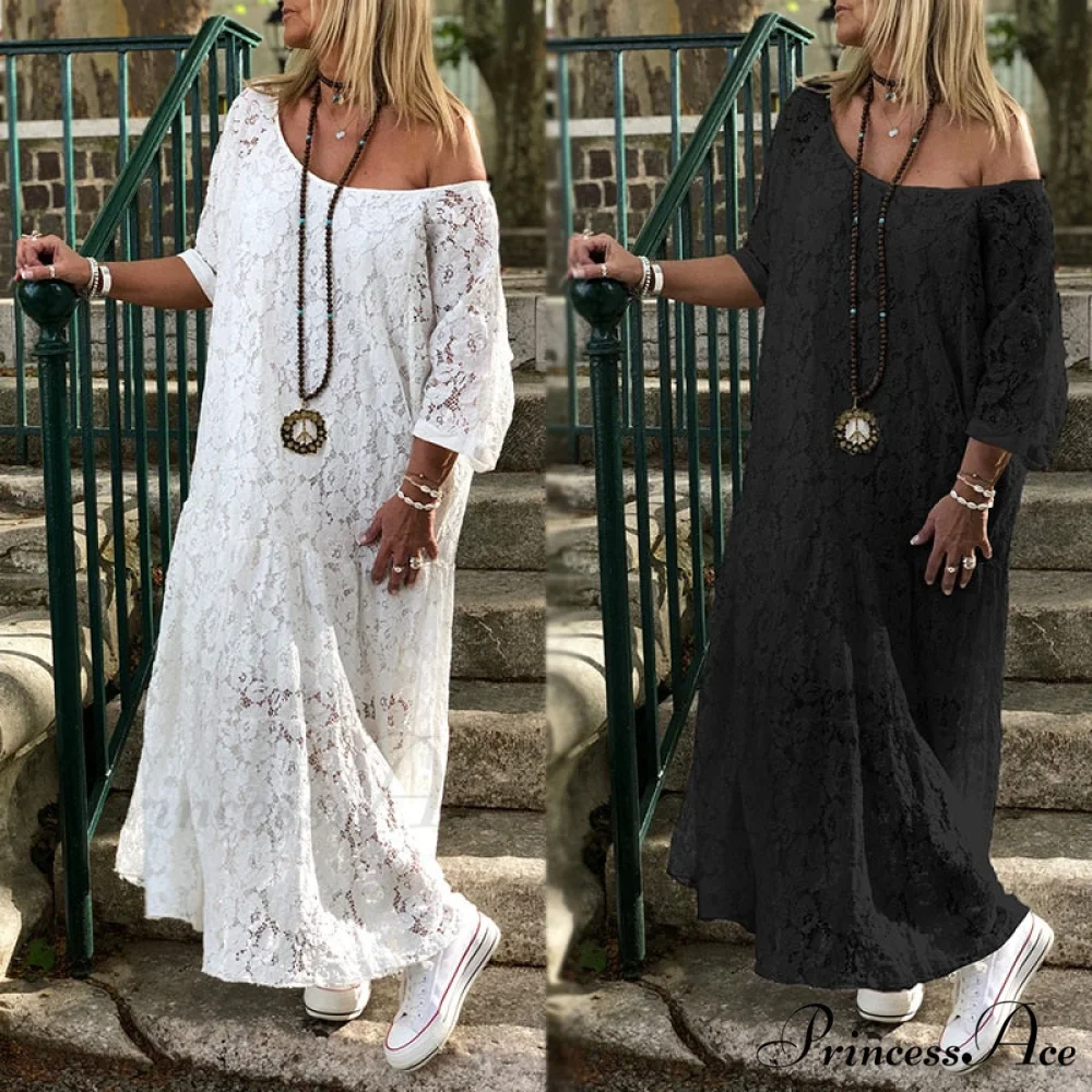 Fashion Lace Sexy Off Shoulder Vestidos Dress - Image 3