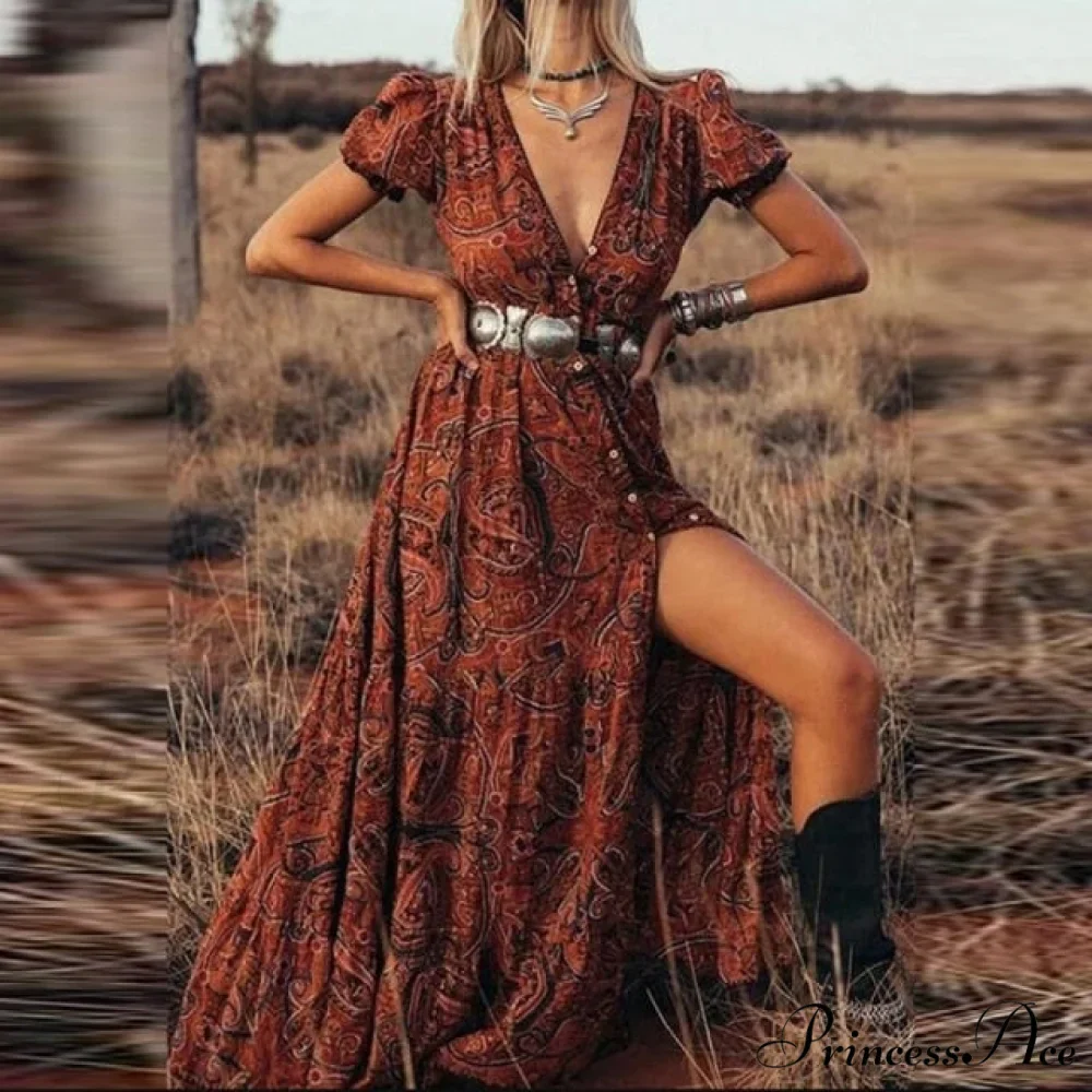 Print A-Line Boho Dress - Image 4