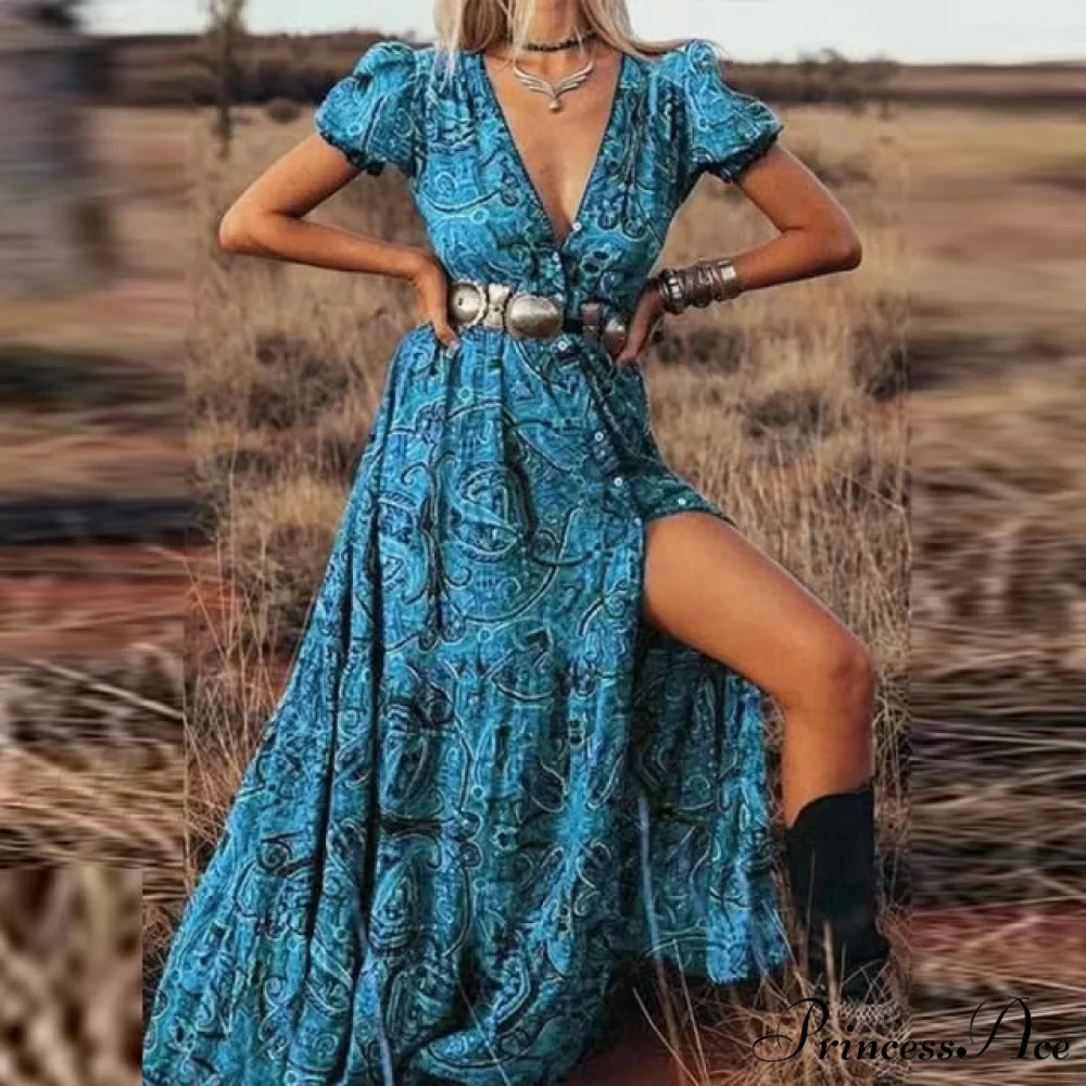 Print A-Line Boho Dress - Image 6