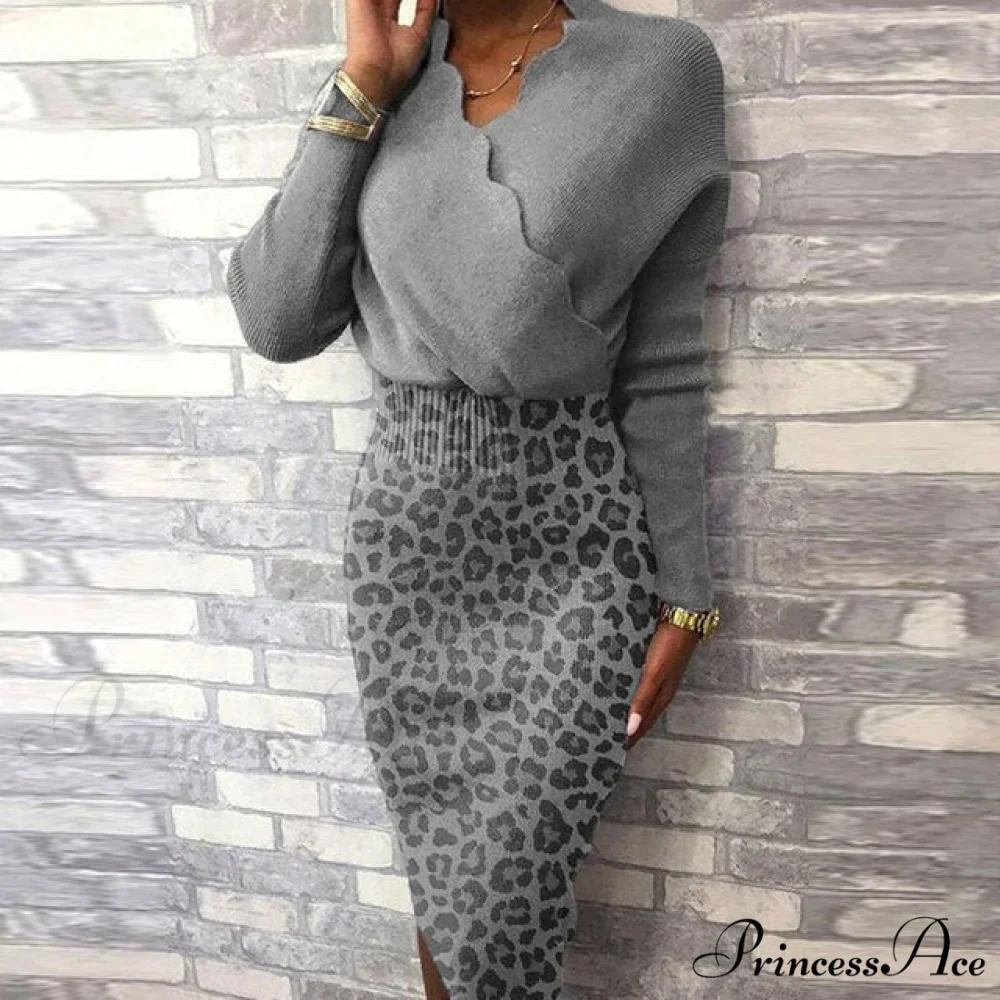 Long Sleeve Slim Fit Knee Dress - Image 2