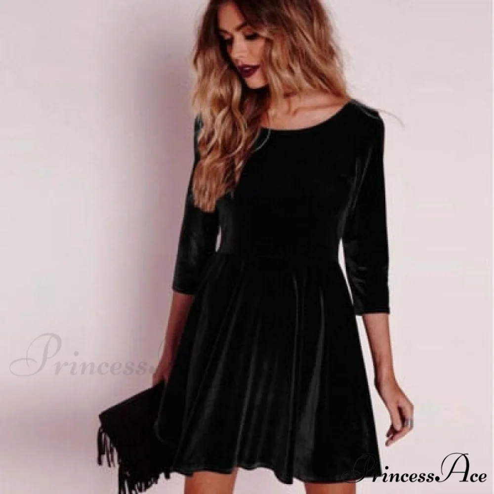 Swing Hem Velvet Dress - Image 4