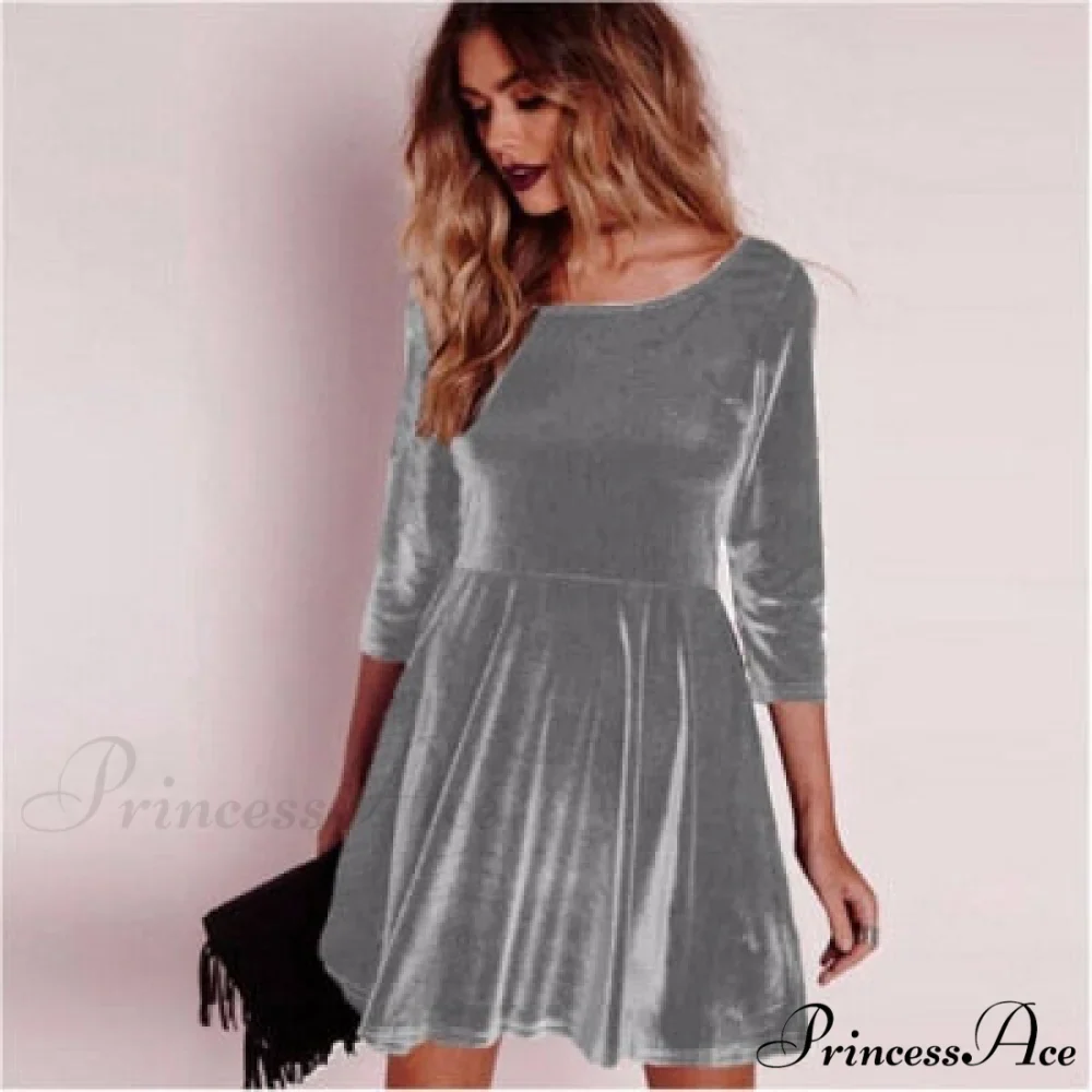 Swing Hem Velvet Dress - Image 6