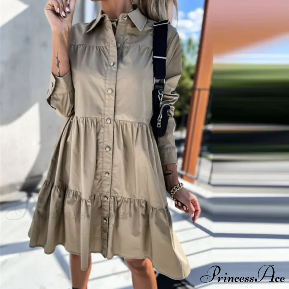 Long Sleeve Button Party Casual Loose Shirt Dress - Image 4