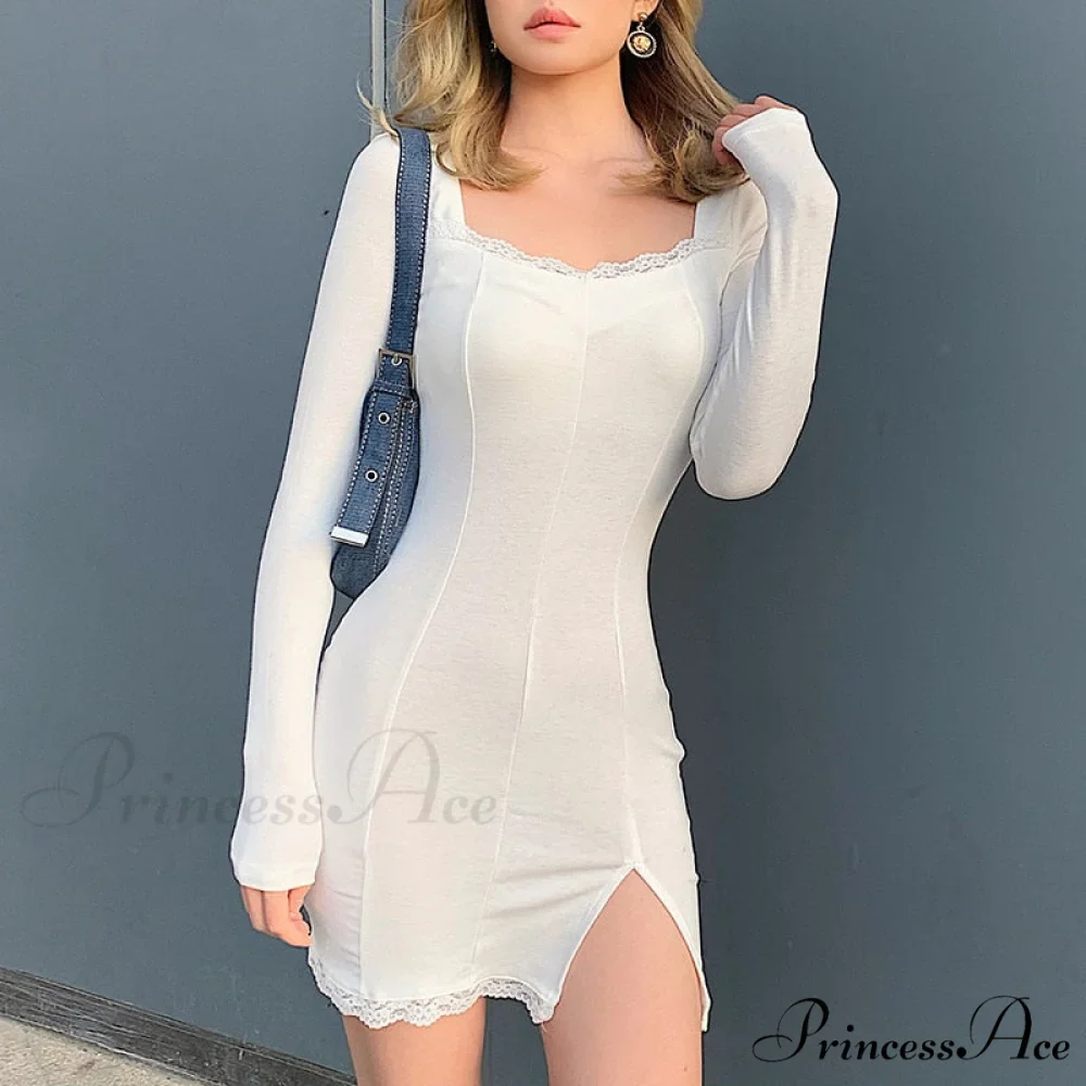 Sexy Lace Bandage Bodycon Short Mini Dress - Image 2