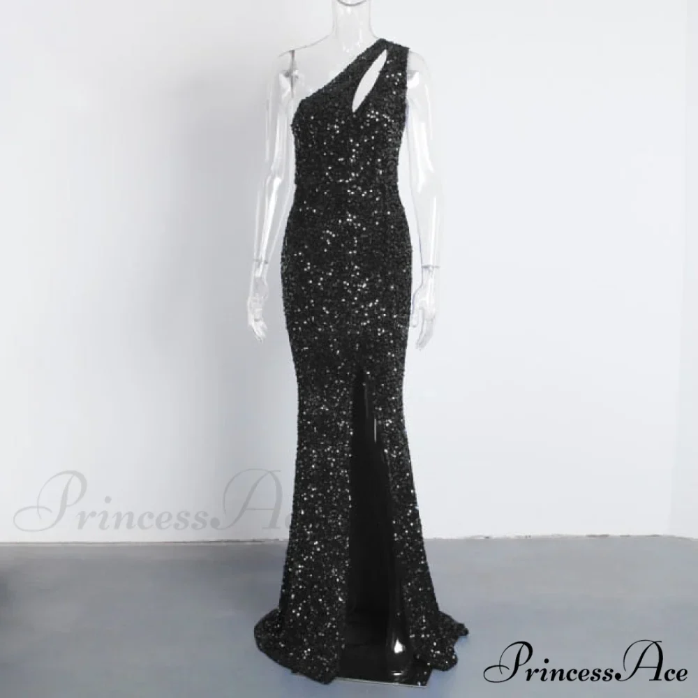 Sexy Hole Cut Out Grey Sparkle Sequins Maxi Dress - Image 2