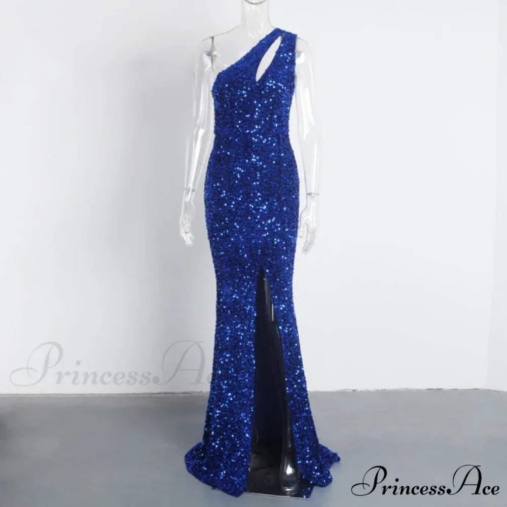Sexy Hole Cut Out Grey Sparkle Sequins Maxi Dress - Image 5