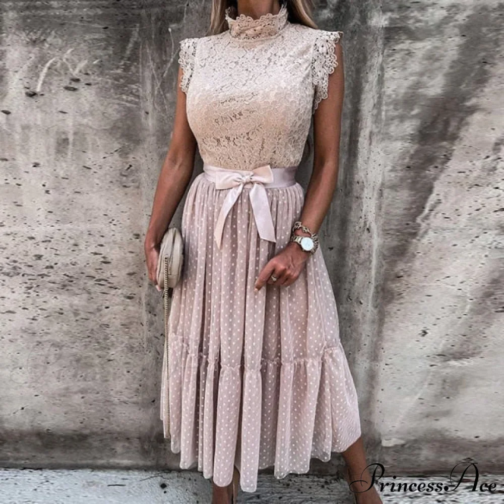 Elegant Crochet Lace Patchwork Flower Dress - Image 5
