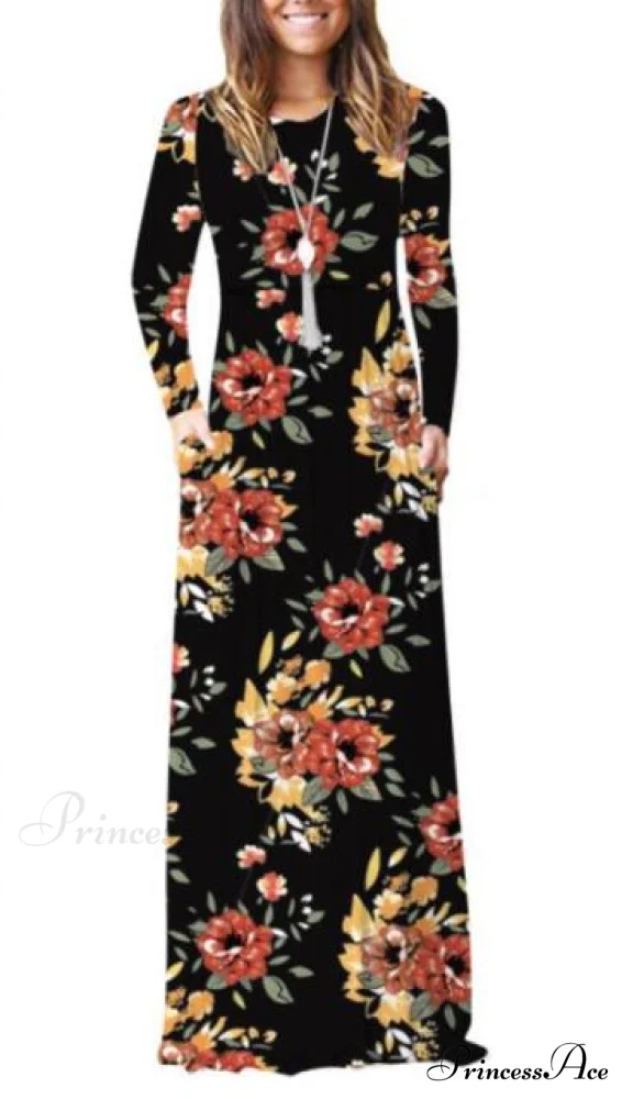 Floral Empire Pleated Maxi Casual Long Dresses - Image 3