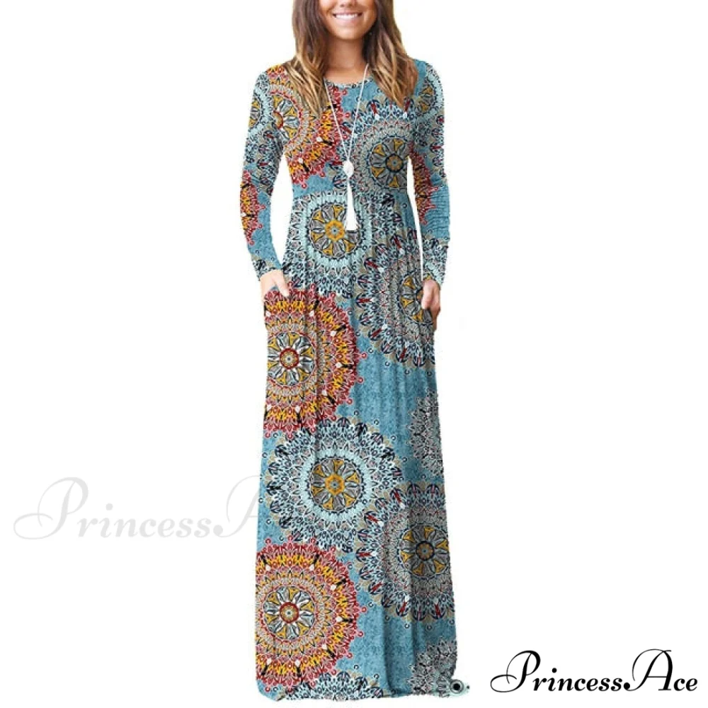 Floral Empire Pleated Maxi Casual Long Dresses - Image 4
