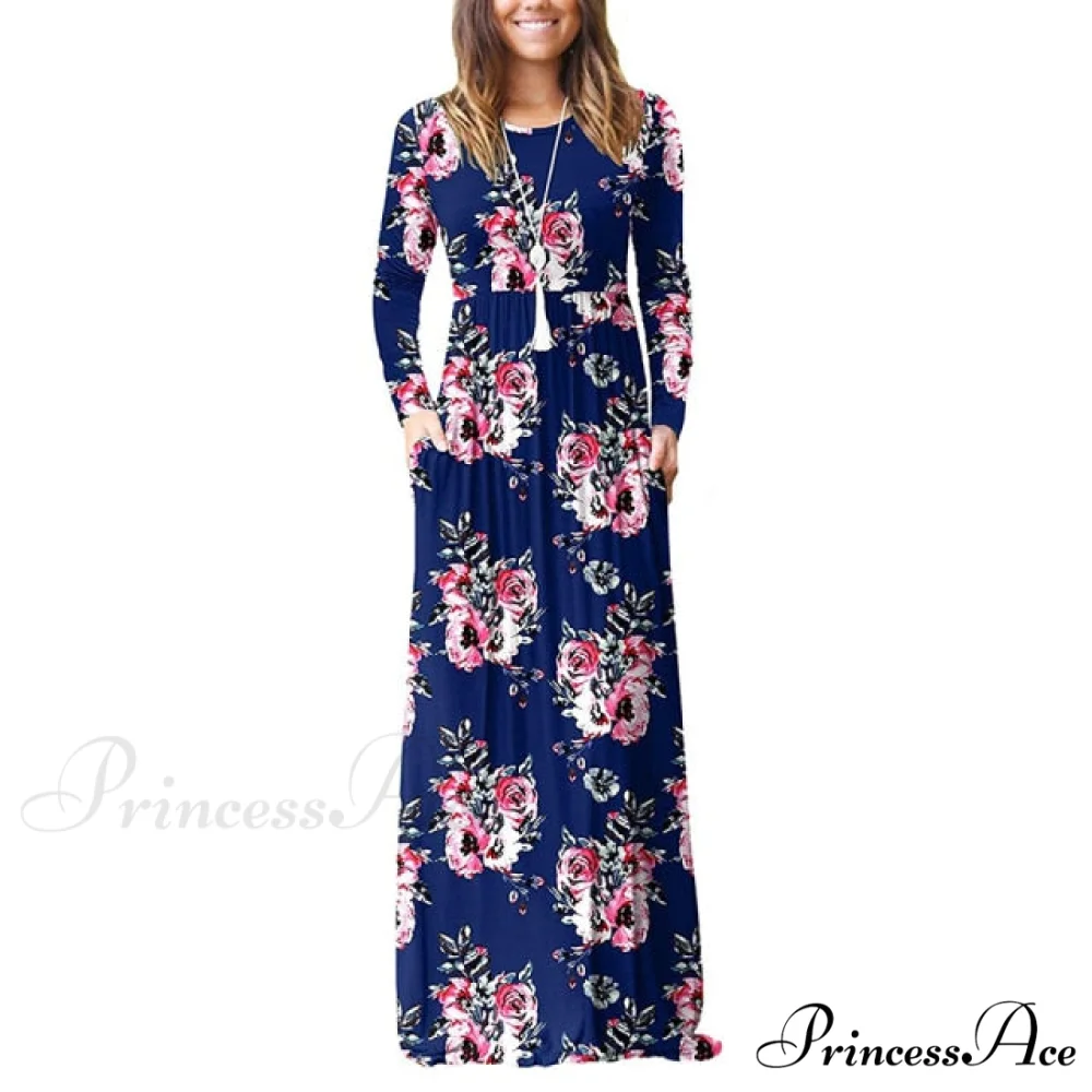Floral Empire Pleated Maxi Casual Long Dresses - Image 5