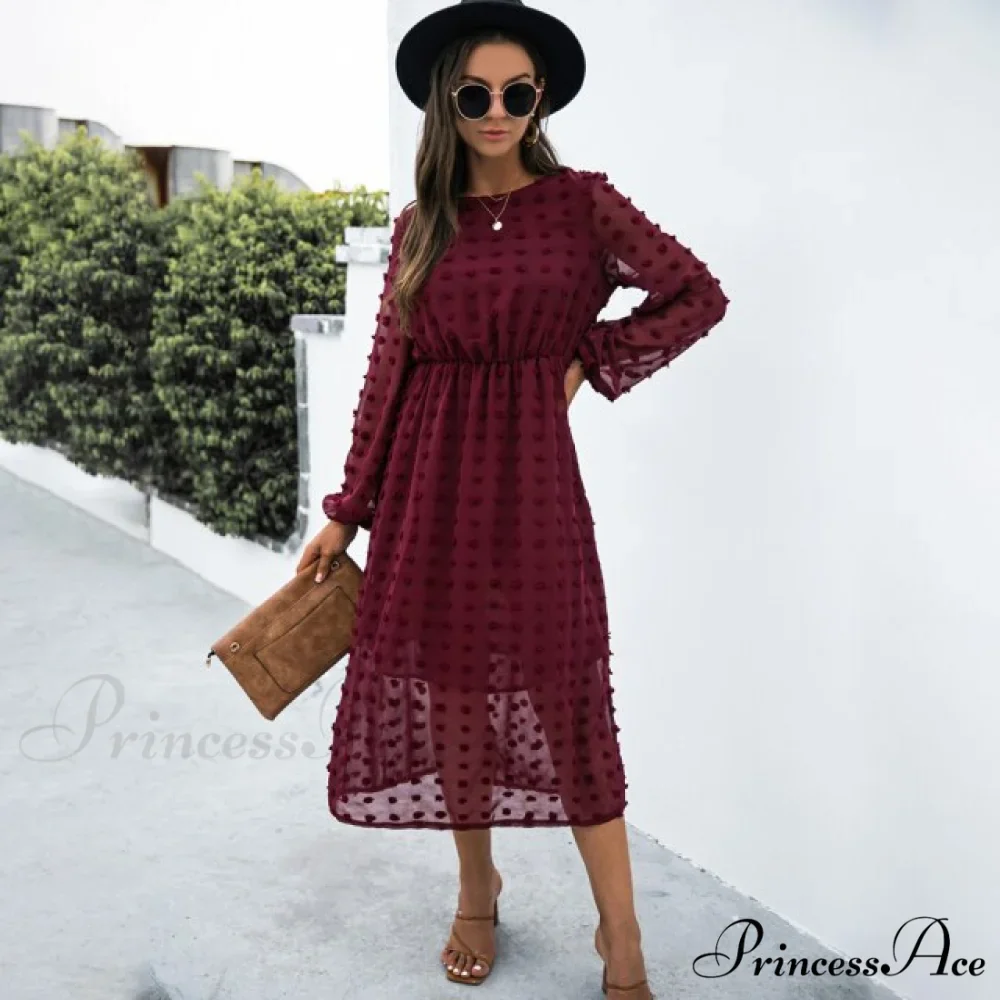 Elegant Casual Chiffon Party Vintage Midi Dresses - Image 6