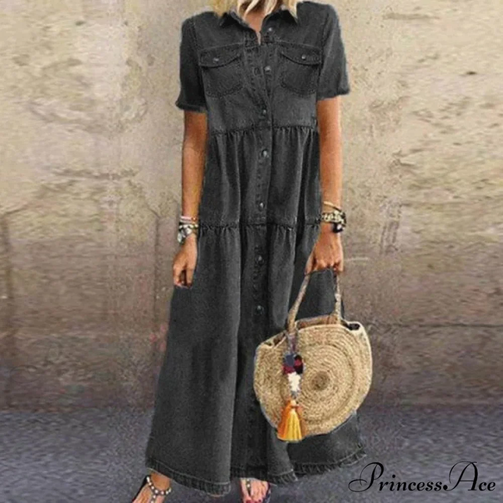Fashion Casual Splicing Cardigan Vintage Long Dress - Image 6