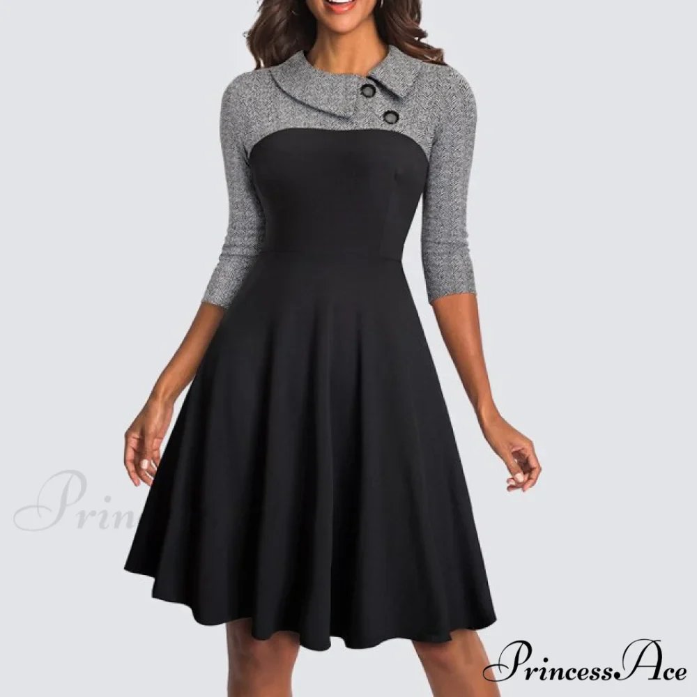 Swing Skater Work Office Casual Dress - Image 2