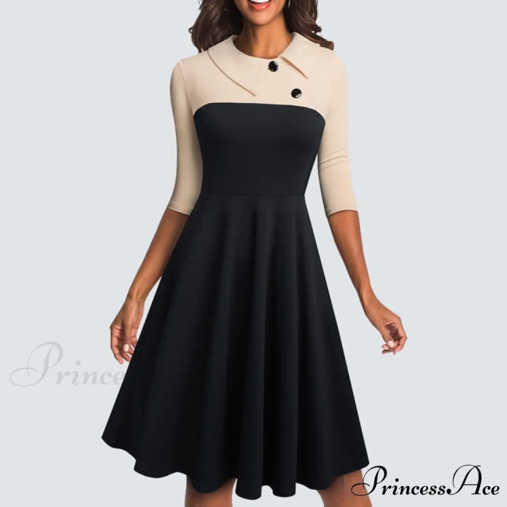 Swing Skater Work Office Casual Dress - Image 3