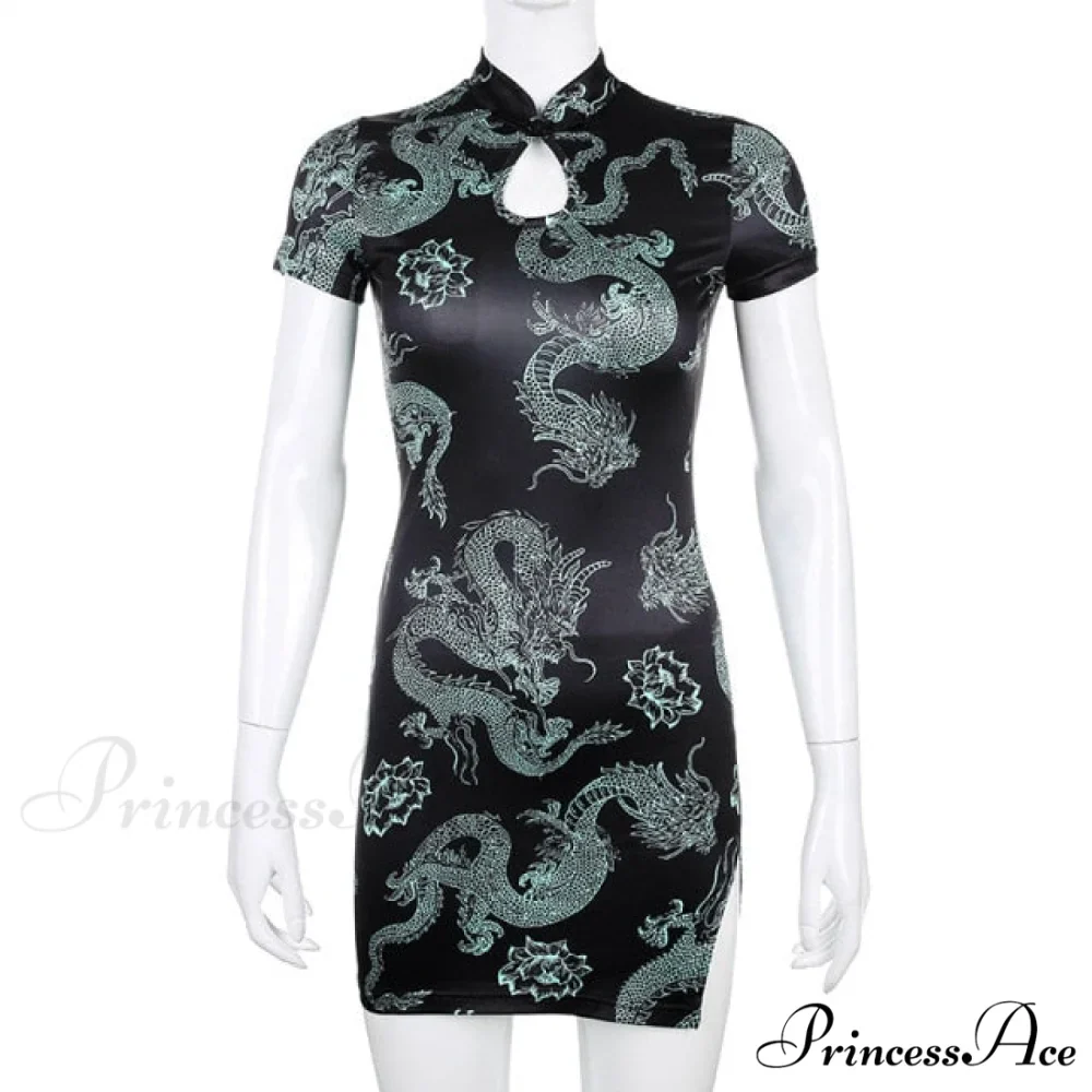 Short Sleeve Front Hole High Split Bodycon Dress - Image 2