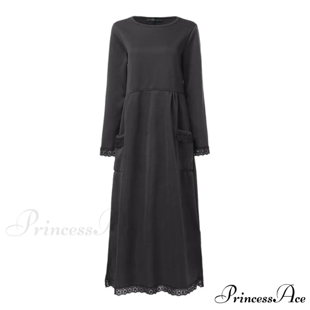 Lace Patchwork Sweatshirts Dress - Image 2