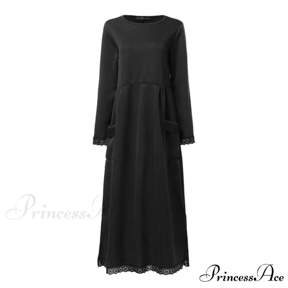 Lace Patchwork Sweatshirts Dress - Image 3