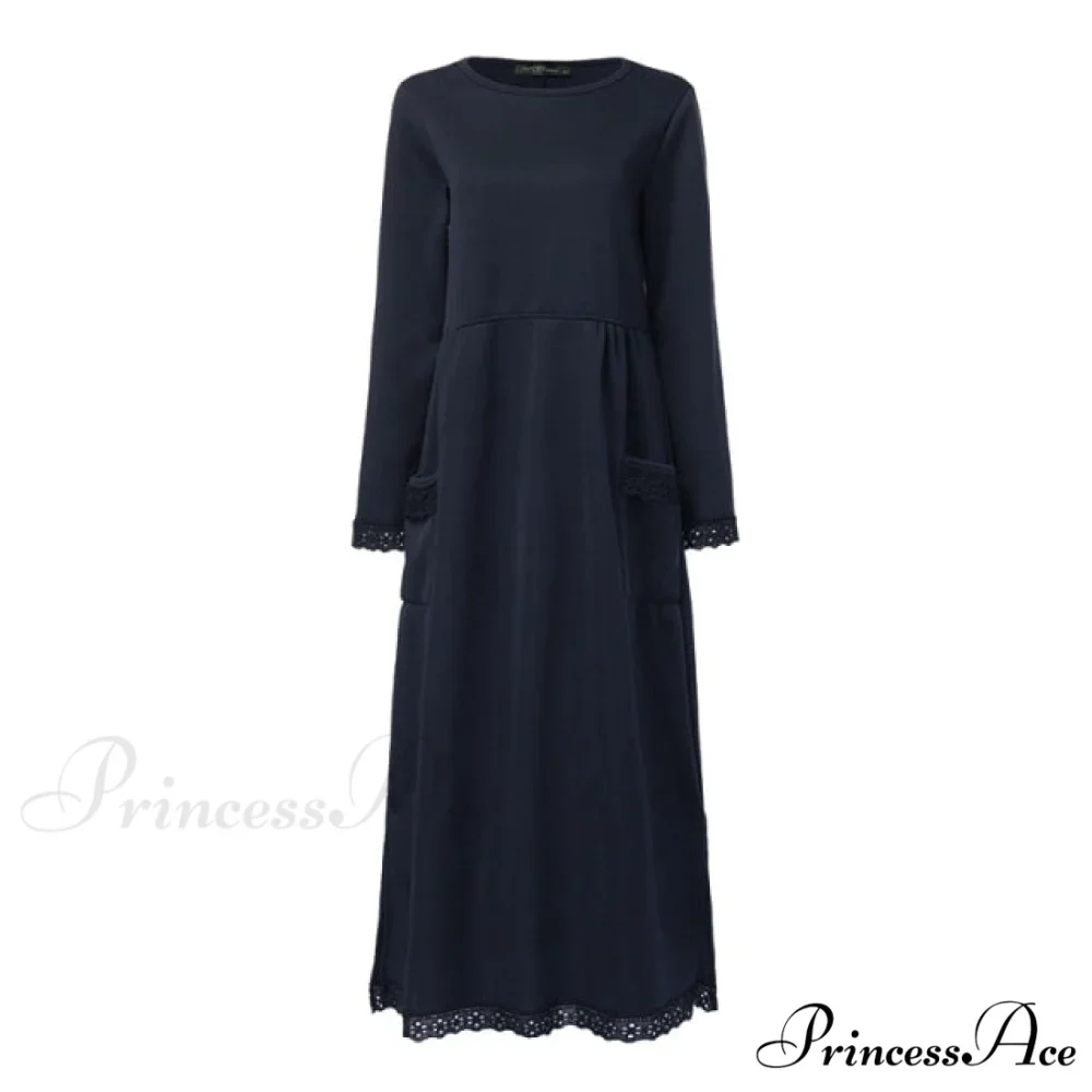 Lace Patchwork Sweatshirts Dress - Image 4