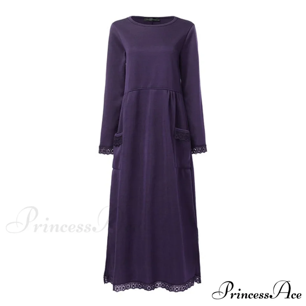 Lace Patchwork Sweatshirts Dress - Image 5