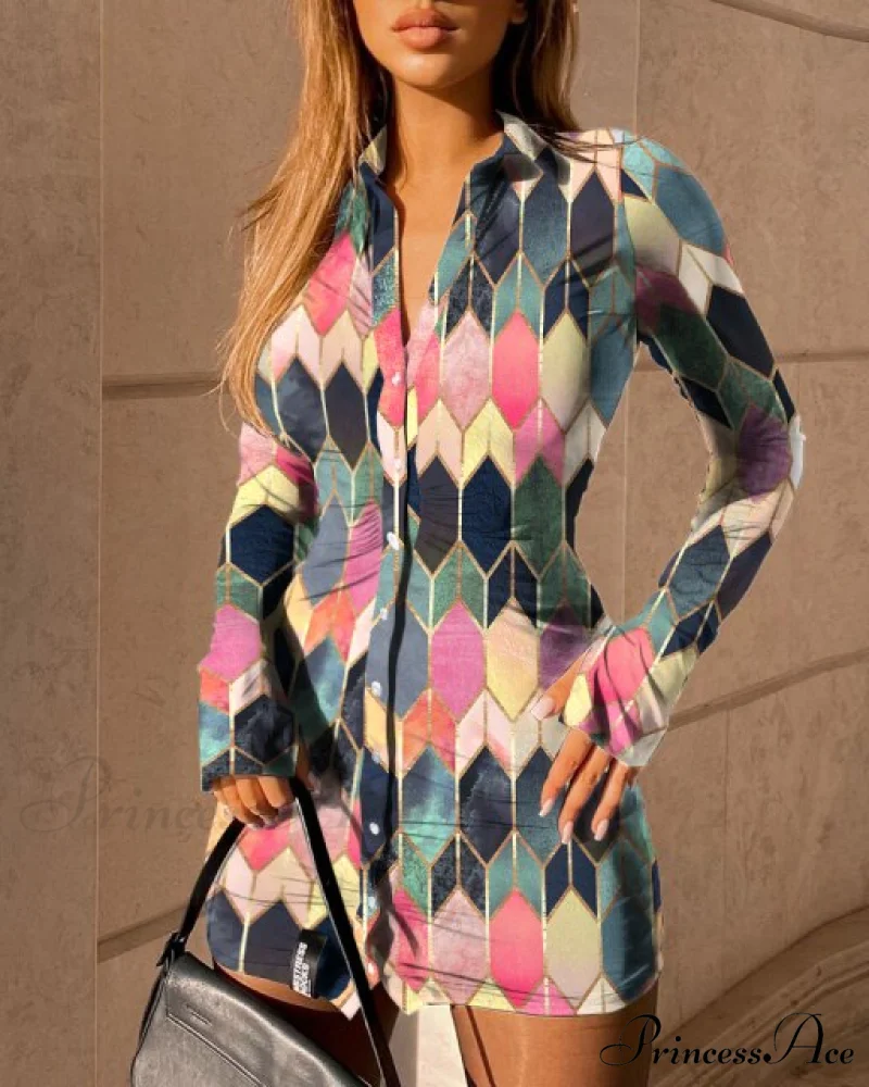 Turn-Down Collar Mini Club Dress - Image 5