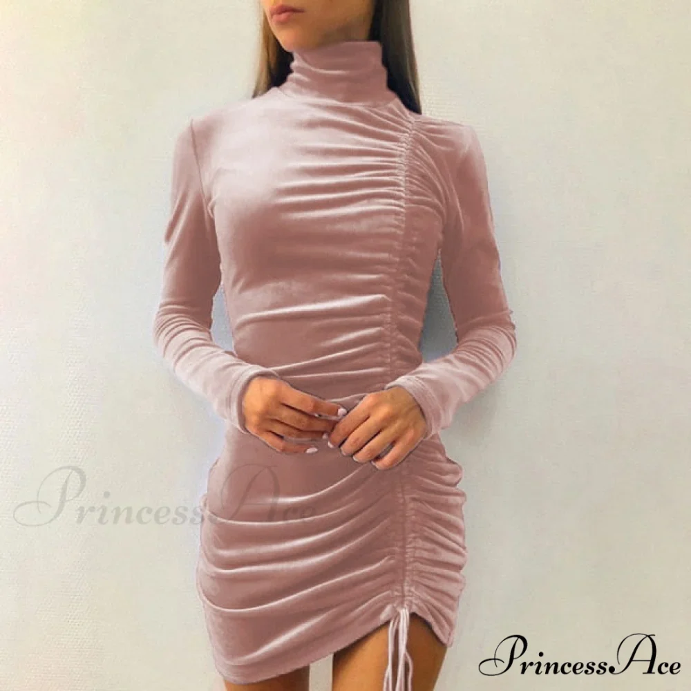 Clubwear Turtleneck Velvet Dresses - Image 2
