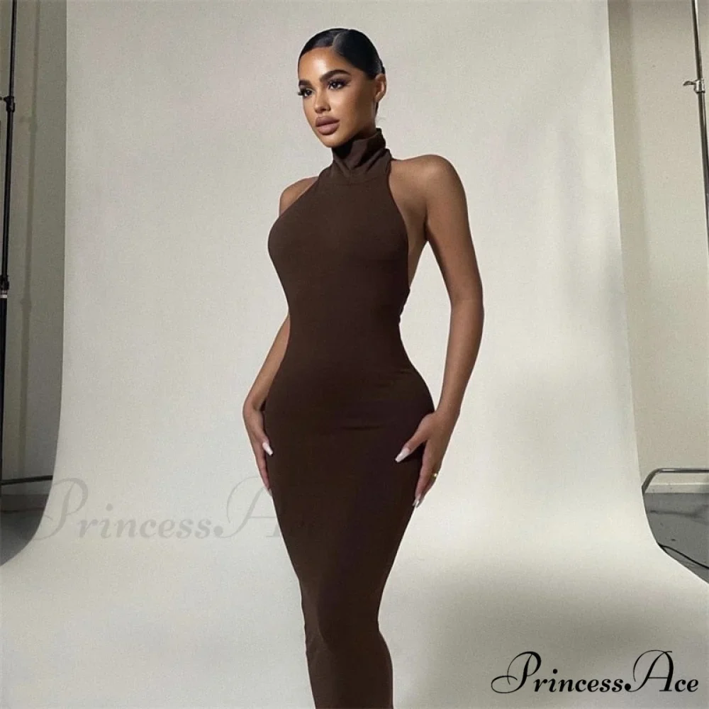 Ladies Club Brown Long Dress - Image 2