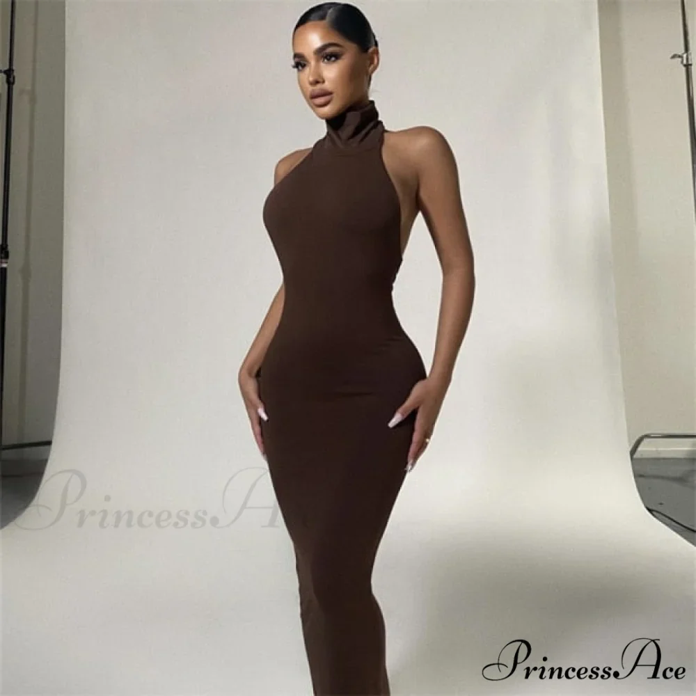 Ladies Club Brown Long Dress - Image 3