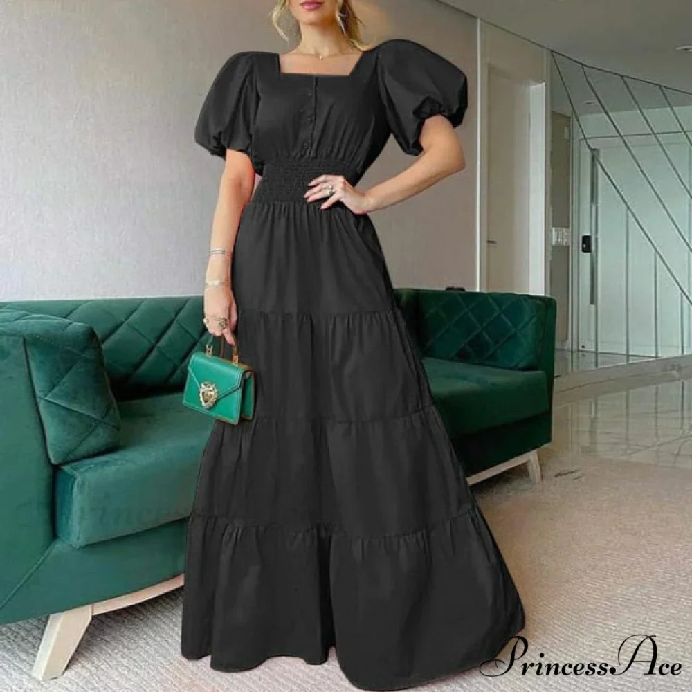 Vintage Puff Sleeve Party Maxi Dress - Image 3