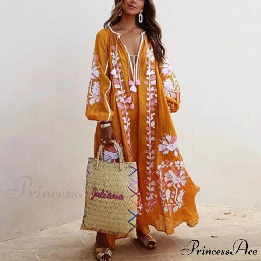 Autumn Vintage Long Lantern Sleeve Ladies Dresses - Image 12
