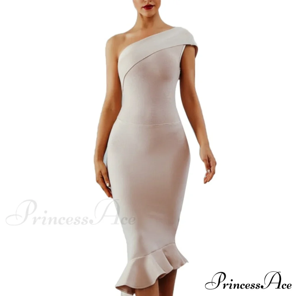 Sexy Shiny Glitter Off Shoulder Ruffles Slit Midi Dress - Image 2
