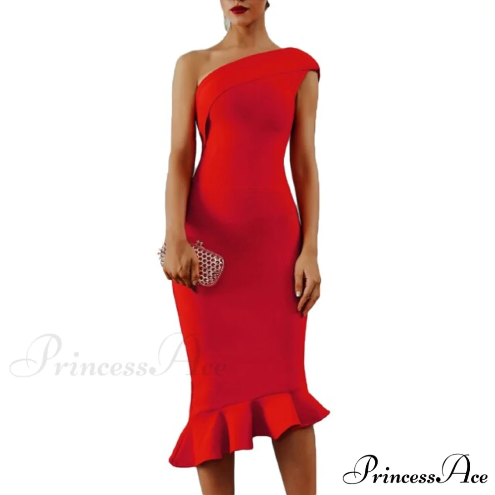 Sexy Shiny Glitter Off Shoulder Ruffles Slit Midi Dress - Image 7