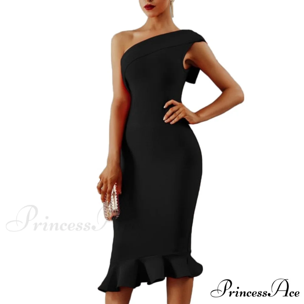 Sexy Shiny Glitter Off Shoulder Ruffles Slit Midi Dress - Image 9