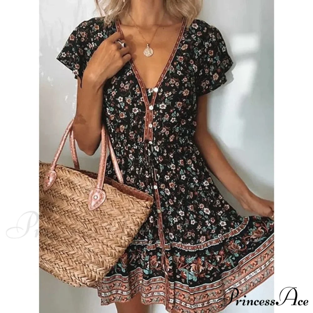 Fashion Short Sleeves V-neck Dresses - Image 5