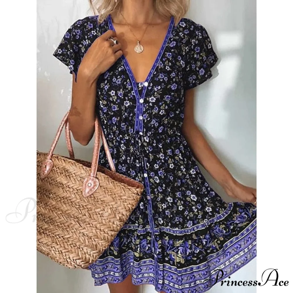 Fashion Short Sleeves V-neck Dresses - Image 6
