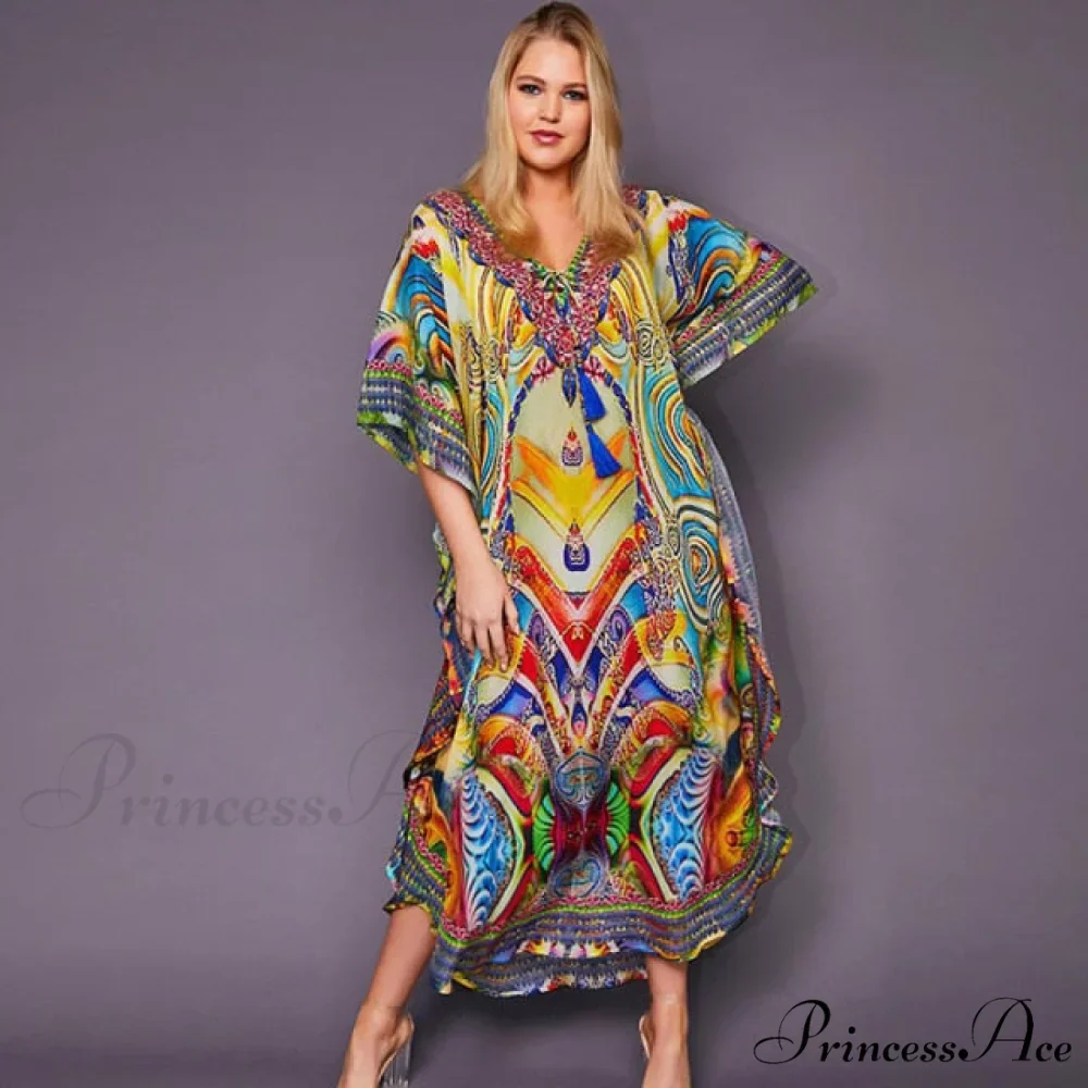 Quick-drying Bohemian Printed Loose Beach Dress - Image 3