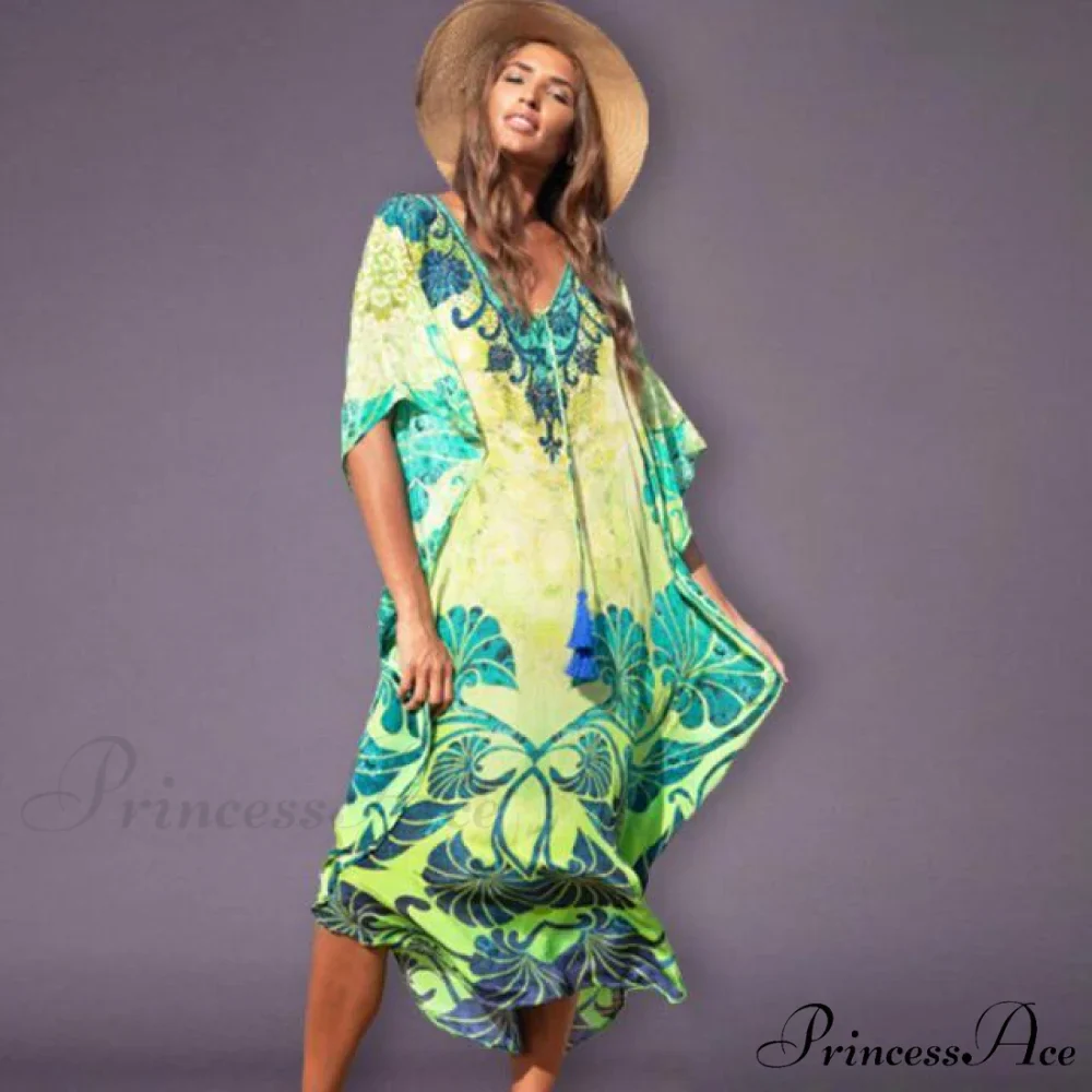Quick-drying Bohemian Printed Loose Beach Dress - Image 6