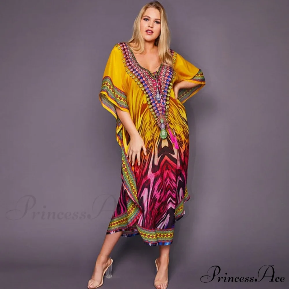 Quick-drying Bohemian Printed Loose Beach Dress - Image 7