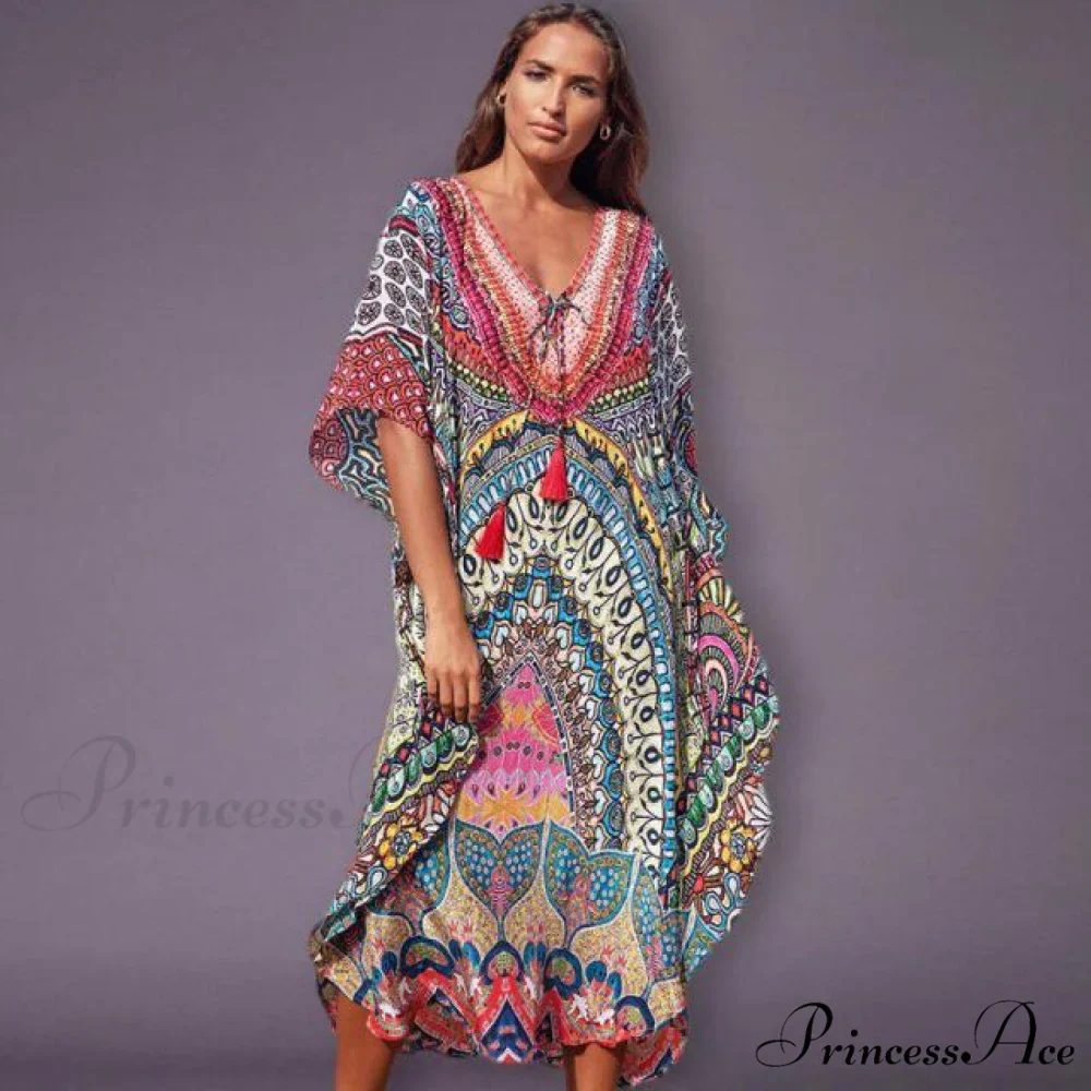 Quick-drying Bohemian Printed Loose Beach Dress - Image 8