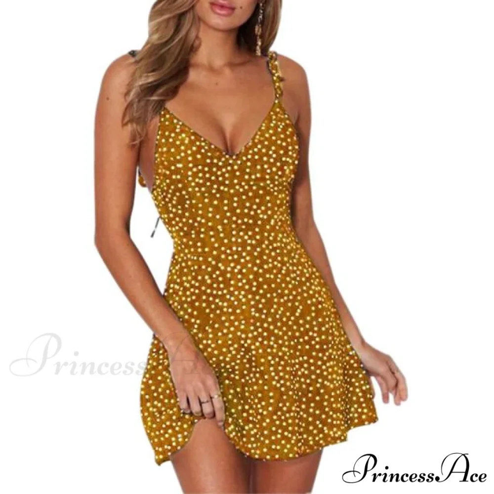 Sexy Ladies High Waist Dot Printing Mini Dresses - Image 7