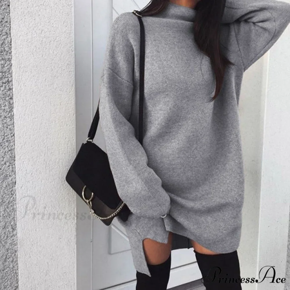 Fashion Turtleneck Elegant Lady Mid-length Dress - Image 2