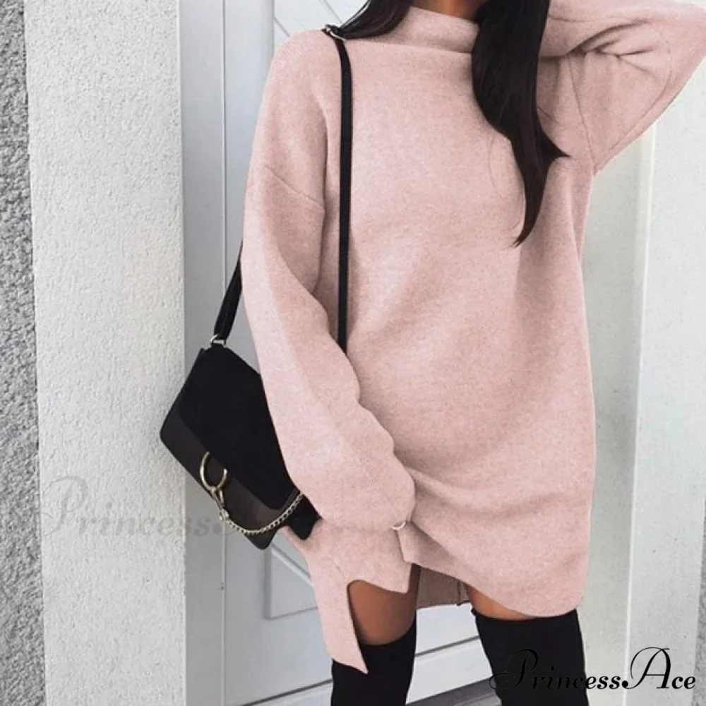 Fashion Turtleneck Elegant Lady Mid-length Dress - Image 3