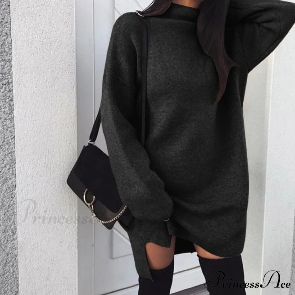 Fashion Turtleneck Elegant Lady Mid-length Dress - Image 4