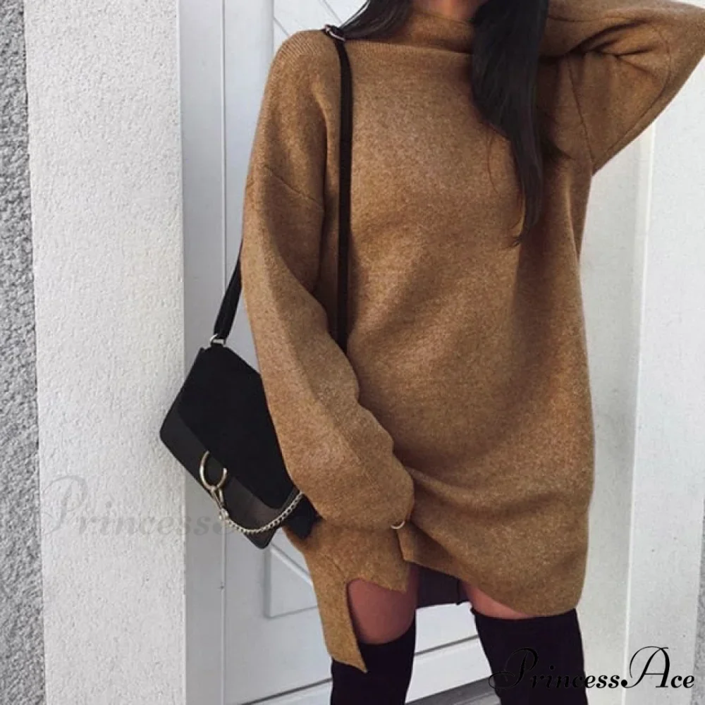Fashion Turtleneck Elegant Lady Mid-length Dress - Image 5
