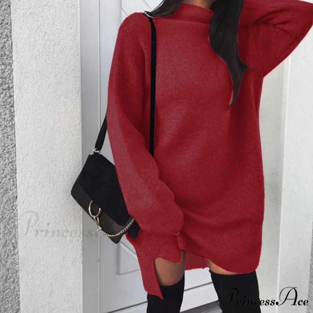 Fashion Turtleneck Elegant Lady Mid-length Dress - Image 9