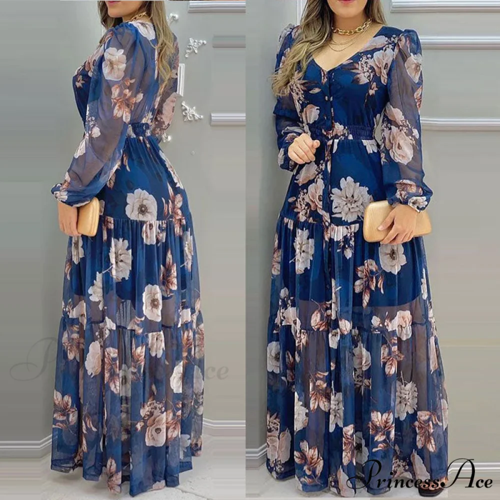 Loose Long Sleeve Lantern Sleeve Beach Wear Style Dress - Image 2