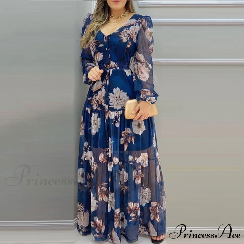 Loose Long Sleeve Lantern Sleeve Beach Wear Style Dress - Image 3