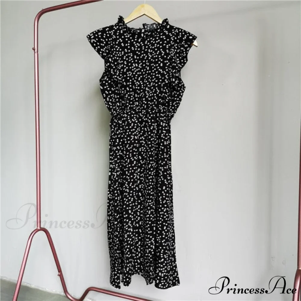 New Butterfly Sleeve Ruffles Medium Long Dress - Image 11