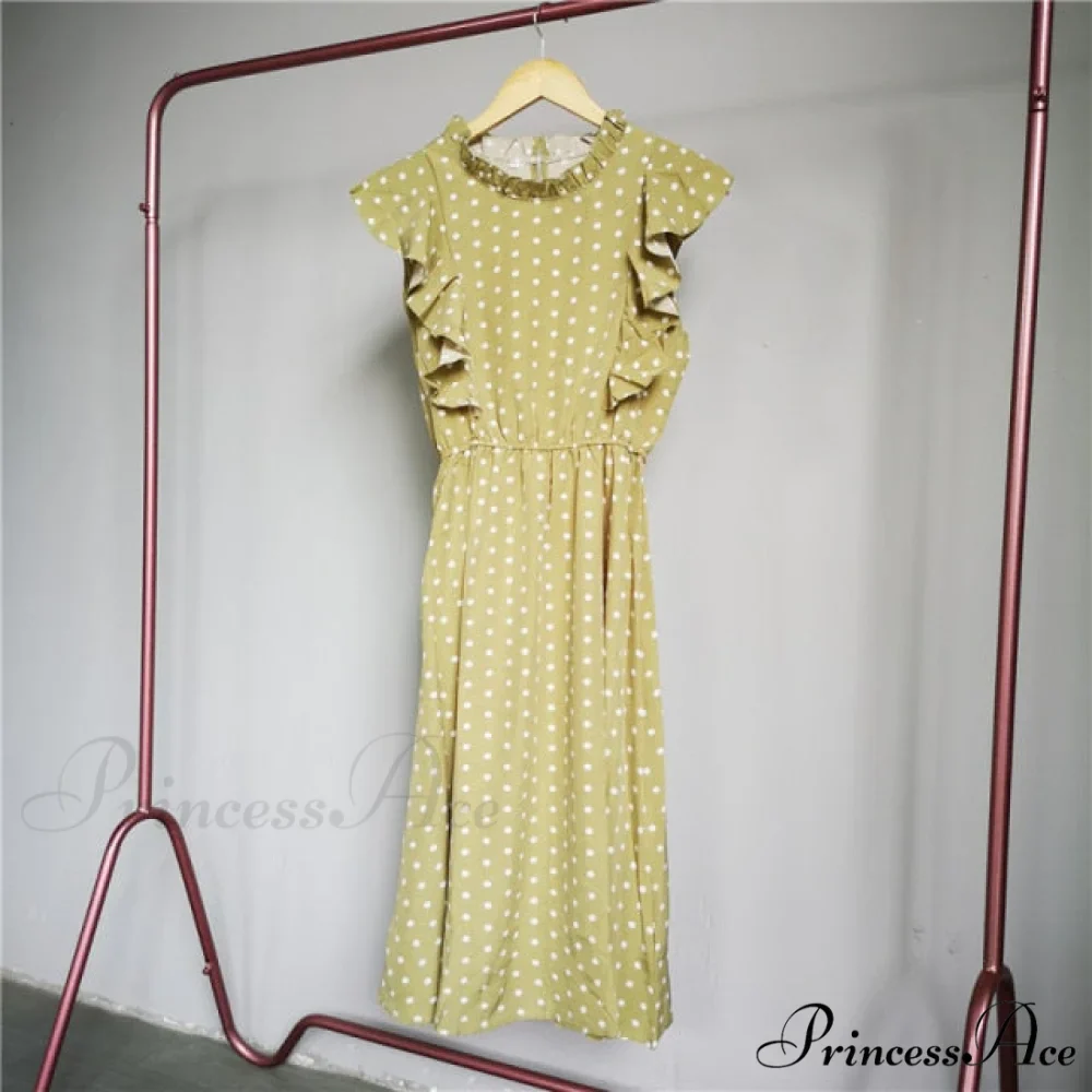 New Butterfly Sleeve Ruffles Medium Long Dress - Image 13