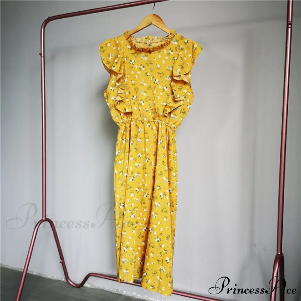 New Butterfly Sleeve Ruffles Medium Long Dress - Image 16